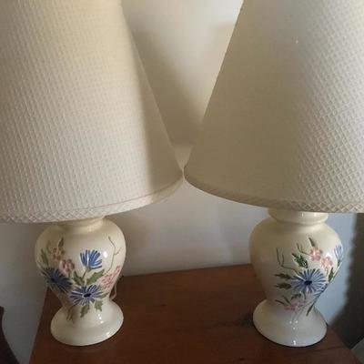 Lot # 141 Pair of floral pottery lamps