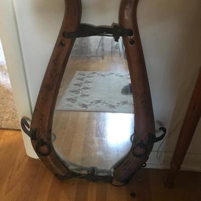 Lot # 142 Antique Wooden Horse Harness Hames Wall mirror
