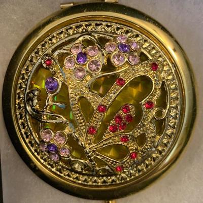 New Faux Jeweled Compact with Mirrors Inside