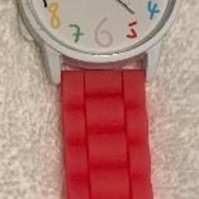 New Red Silicone Rubber Watch with Colorful Numbers 