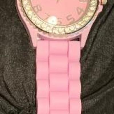 New Pink Silicone Rubber Quart Watch