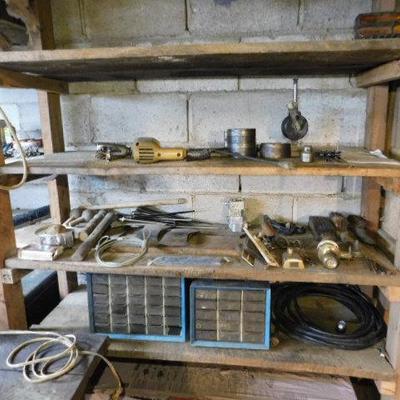 Lot 2:  Shelf of Tool Items and Other Basement