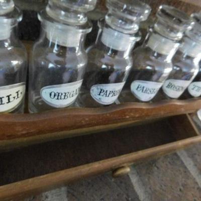 Spice Rack with Bottles and Stoppers