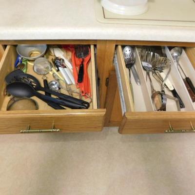 Three Drawers of Kitchen Utensils and Flatware (See all Pics)