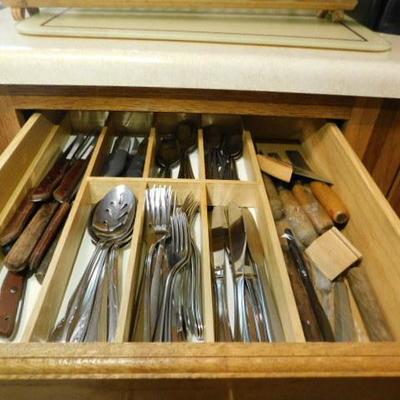 Three Drawers of Kitchen Utensils and Flatware (See all Pics)