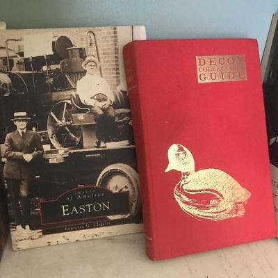 Lot # 30 Lot of hardback local books and waterfowl carving 