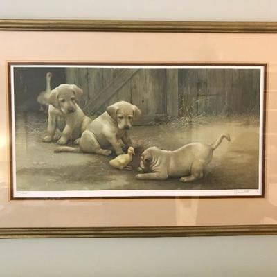 Lot # 14 Signed and Numbered Lab Puppies print by Jim Lamb