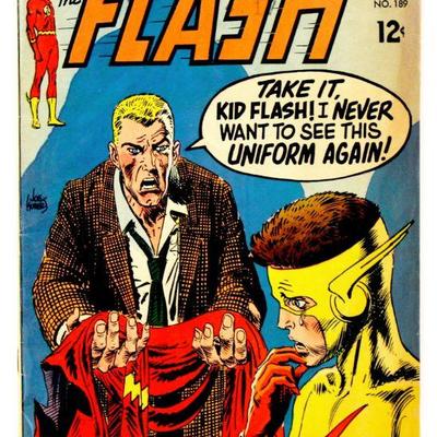FLASH #189 Silver Age Comic Book Joe Kubert Cover Art 1969 DC Comics FN+