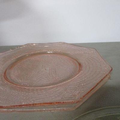 Lot 14 - Pink & Yellow &  Clear Depression Glass