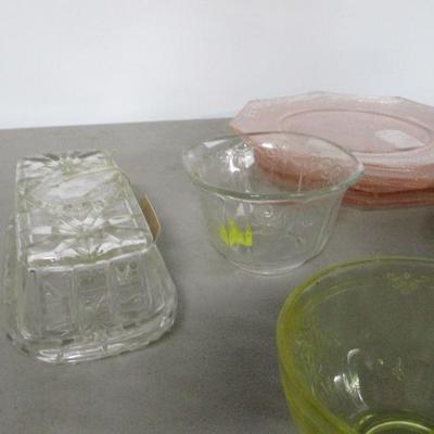 Lot 14 - Pink & Yellow &  Clear Depression Glass
