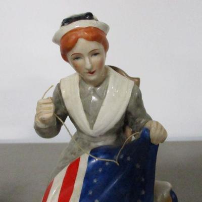 Lot 17 - Betsy Ross Porcelain Music Box Figurine & Dresden 5" Ballleina