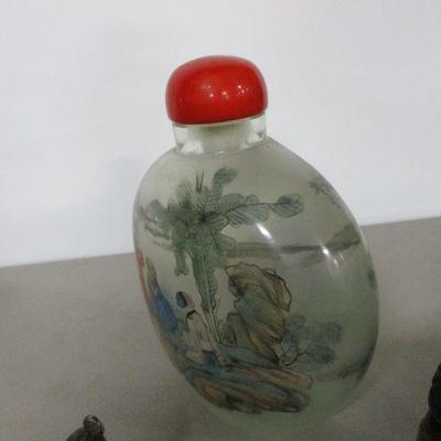 Lot 19 - Asian Bottle & Foo Dogs