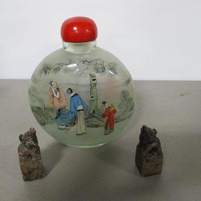 Lot 19 - Asian Bottle & Foo Dogs
