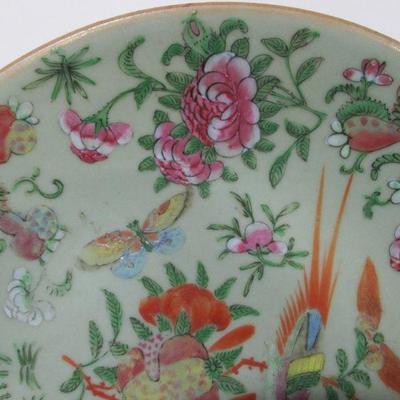 Lot 20 - Famille Rose Chinese Porcelain Plate & Shoes