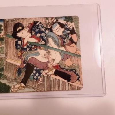 Antique Japanese erotic Shunga woodblock print best place for sweet meetings