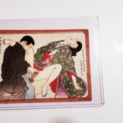 Antique Original Japanese Shunga Erotic woodblock print Act