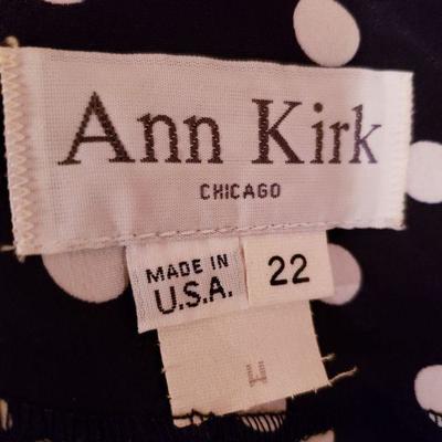 Vtg Blue/White Polka Dot dress/jacket Ensemble Ann Kirk Sz-22
