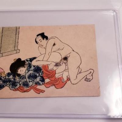 Antique Original Woodblock Erotic Shunga Print. Summertime