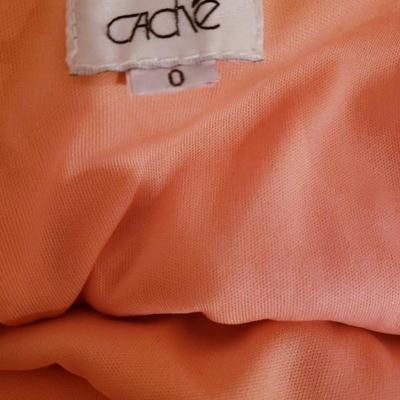Cache' Rhinestone beaded Grecian Peach pleated maxi gown -S 