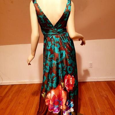 French Uzanel, Paris Floral silky maxi dress with sash made in France