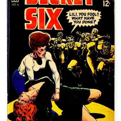 SECRET SIX #6 Rare Silver Age Comic Book 1969 DC Comics FN/VF