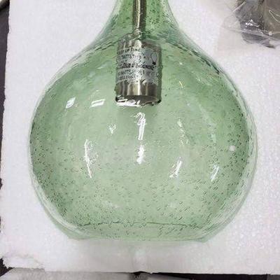 Rhone 1-Light Steel Mini Pendant, Kenroy, Glass Clear/Green Tint - New