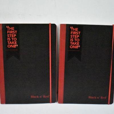 Pair of Black n' Red Casebound Flexible Cover Notebook, Large, Ruled - New
