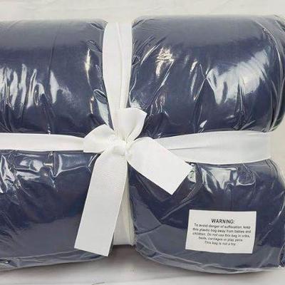 Queen Navy/Gray VCNY Home Lincoln 7-Piece Down Alternative Comforter Set - New