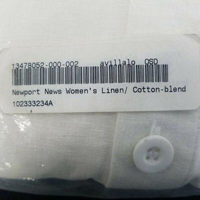 Newport News Women's Linen Cotton Blend Long Sleeve Shirt Dress sz 14 Cream