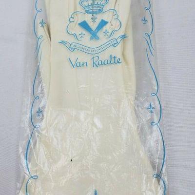 Vintage--Wrist Ivory Gloves Van Raalte in Pkg, Small Mark on Pinkie