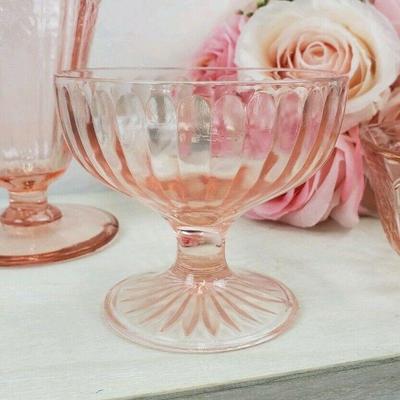 Vintage Mayfair Pink by Anchor Hocking Cups, Open Rose Depression Glass Set