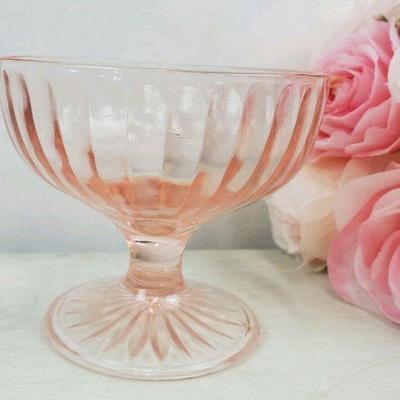 Vintage Mayfair Pink by Anchor Hocking Cups, Open Rose Depression Glass Set