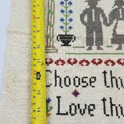 Vintage- Needlepoint, Cross Stitch, Choose Thy Love, Love Thy Choice, Linen