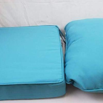 Set of 2 Teal Greendale Home Fashions Outdoor Solid Deep Seat Cushions  - New