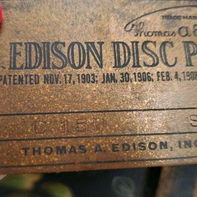 Edison Disc PhonoGraph Baby Console C 150 ID Tag