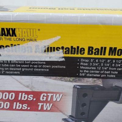 MaxxHaul 70067 8-Position Adjustable Ball Mount, Open Box - New