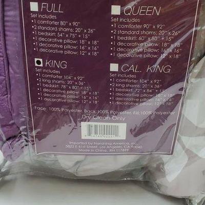 King Size 7 PC Nanshing Zalina Comforter Set, Purple & Tan - New