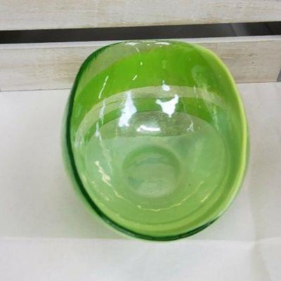 Rare Mini Crate & Barrel Agave Bowl, Green Iridescent Glass, Made in Italy