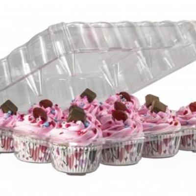 75x 12 Cavity Stackable Cupcake Container with Deep Dome - New