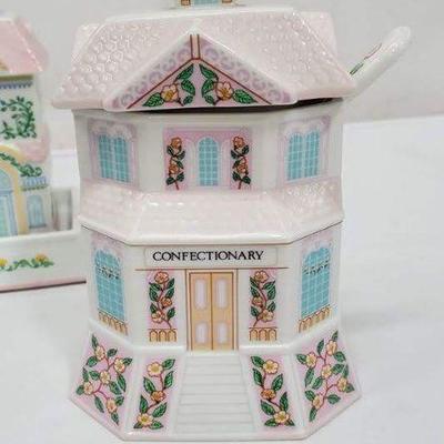 Vintage 1991 Lenox Pink Victorian House Salt & Pepper Shakers, Creamer & More