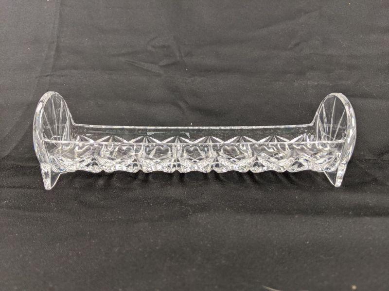 Vintage Cut Glass Cracker Tray, Starburst Pattern