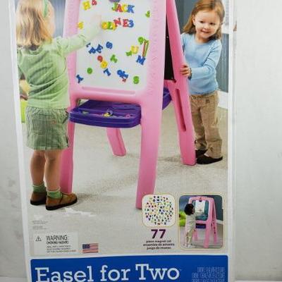 Step 2 Easel for Two, Chalkboard/Magnetic Dry Erase Board, 77PC Magnet Set - New