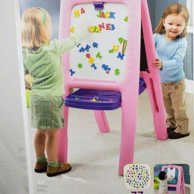 Step 2 Easel for Two, Chalkboard/Magnetic Dry Erase Board, 77PC Magnet Set - New