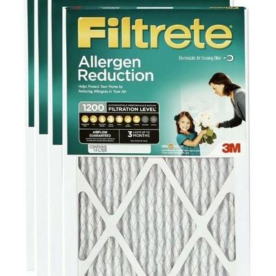 4 Pack Filtrete 20x20x1, AC Furnace Air Filter, MPR 1200, Allergen Defense