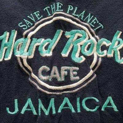 Vintage Hard Rock Cafe JAMAICA Save the Planet Embroidered Youth XL Navy T-Shirt