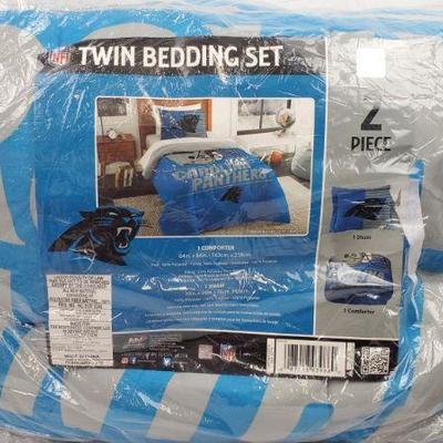 Twin 2PC Bedding Set, NFL Carolina Panthers, Comforter & 1 Sham - New