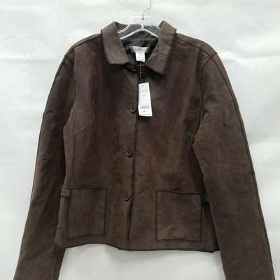 Jackie Blue Mahogany Brown Leather Jacket NWT Button-Up, Lined