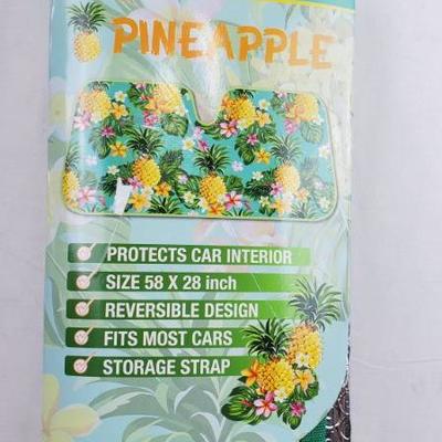 Pineapple Auto Shade, Size 58x28 inch, Reversible Design - New