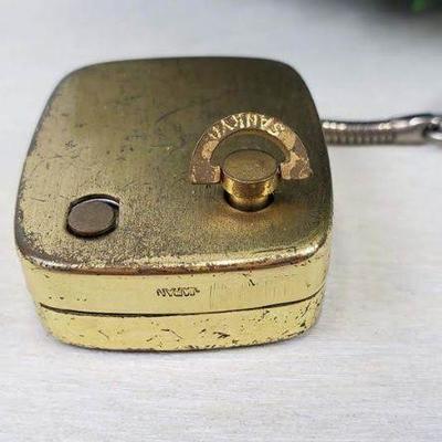 Vintage Sankyo Gold Tone Silver Metallic Music Box Keychain/Keyring, Clover