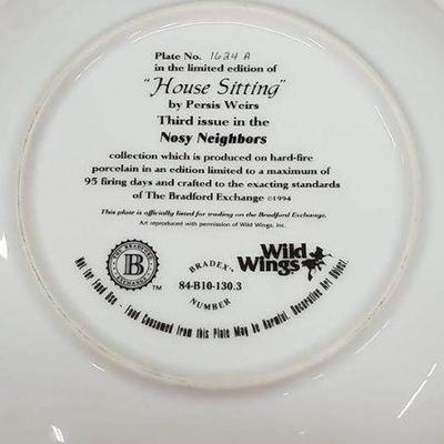 Nosy Neighbors 10 Plate Collection & Hanging Plate Stand, 1 Plate Broken & Glued